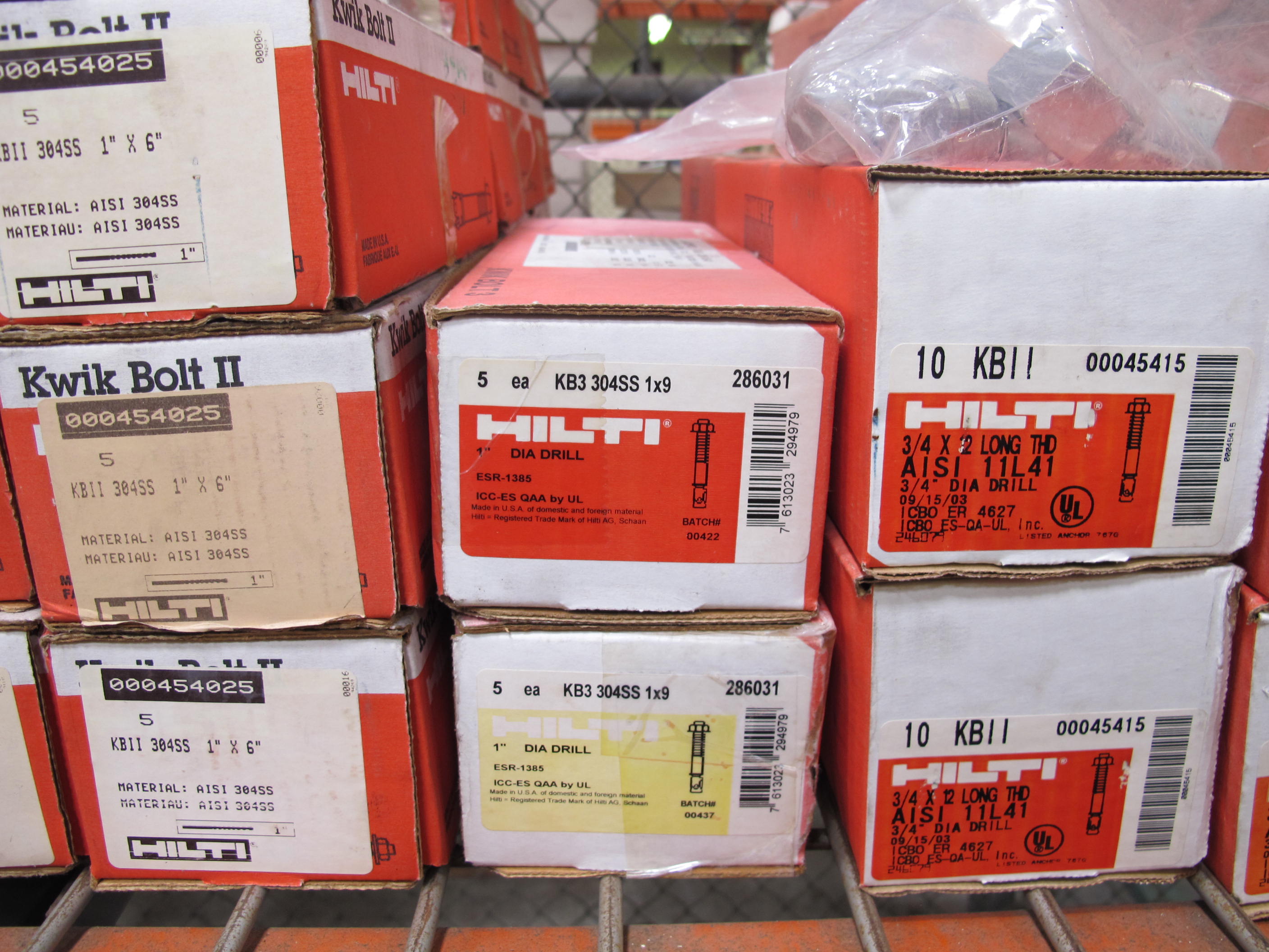 LOT TO INCLUDE: LARGE QUANTITY OF HILTI ANCHORS AND BOLTS. LOADING & HANDLING FEE $15-4210